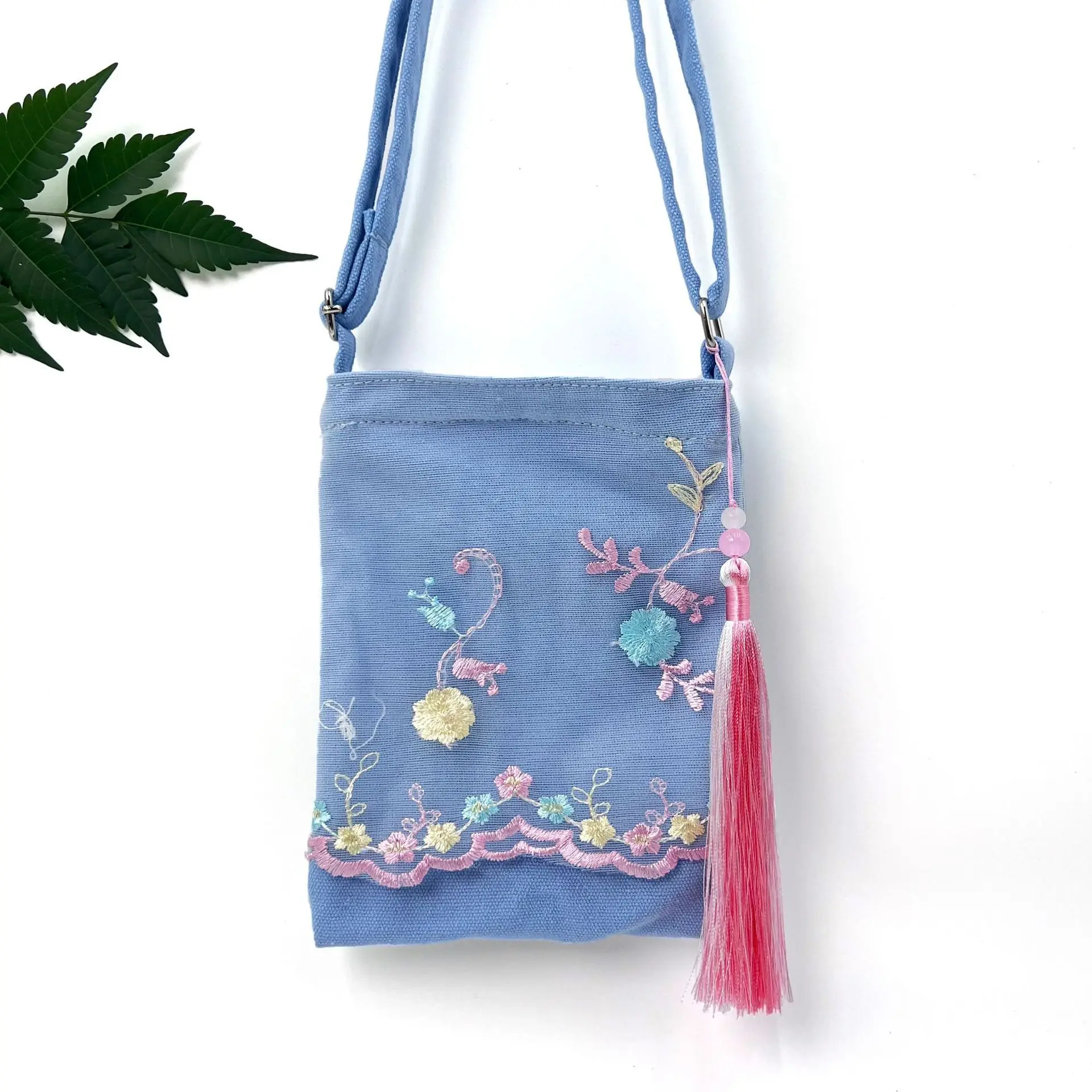 الدانتيل والتطريز الهاتف المحمول حقيبة مربعة صغيرة الفنية ومتعددة الاستخدامات Hanfu الصينية الطازجة يقترن هدايا الربيع والصيف B1 #1