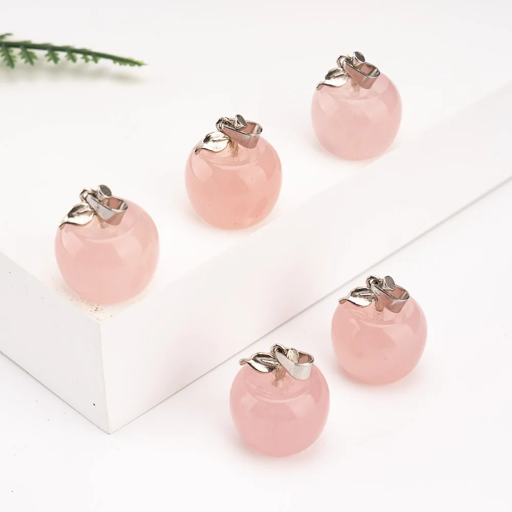5pcs Natural 20mm Mixed Gemstone Small Apple Pendant Ornament, Crystal Fruit Charm, Christmas Home Decor Reiki Pocket Gift