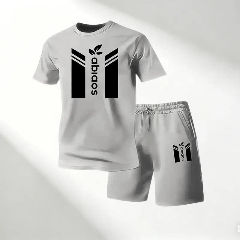 Summer 2026Men Short Sleeve&Shorts Set Round Neck Casual Sportswear 2-piece Breathable Training&Exercise Sets Sports Activewear