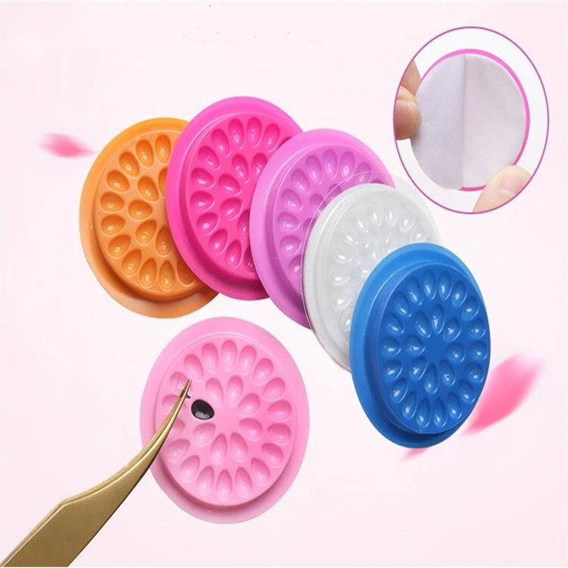 

100 Pieces/Bags Disposable Round-shape Multi funciton doubel sided gasket eyelash glue pallet for home or beauty salon