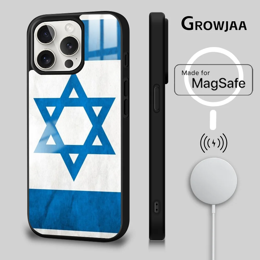 

I-Israel Flag Phone Case For iPhone 16 15 14 13 12 11 Pro Max Plus Mini Magsafe Mirror Wireless Magnetic Cover