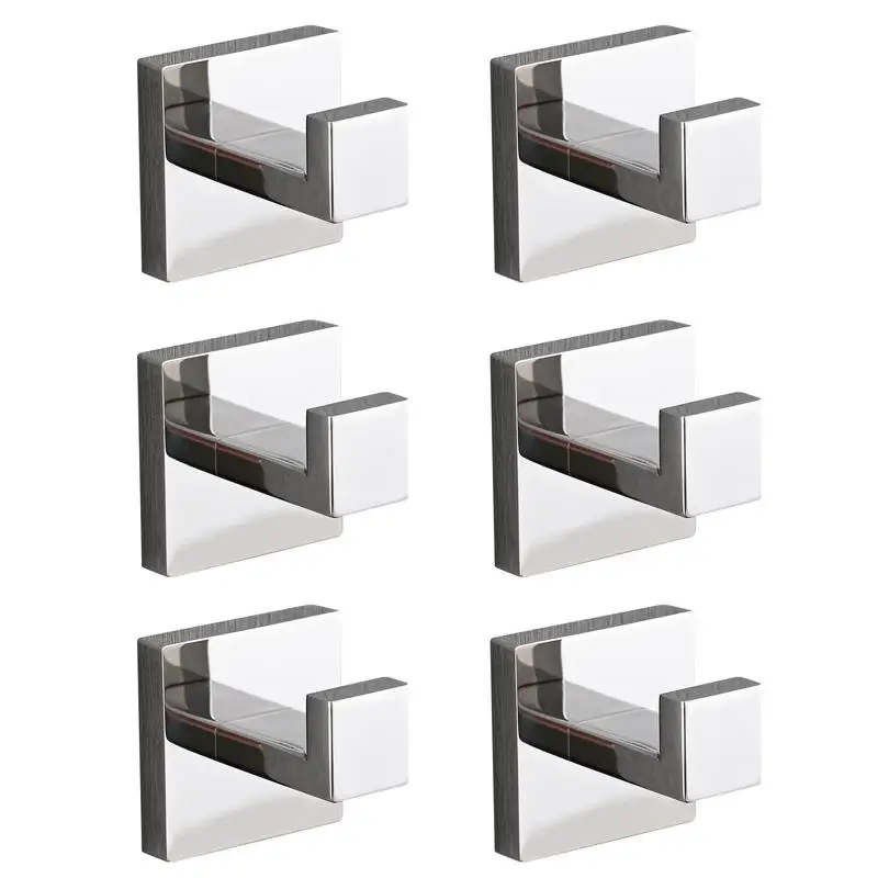 

6 Pack Wall-Mounted Stainless Steel Towel and Coat Hooks for Bathroom, Bedroom, Kitchen Use