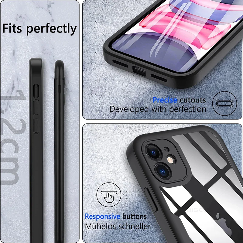 Funda de protección de cuerpo completo 360 para iPhone 15 14 13 12 11 Pro Max X XR 7 8 Plus SE 2020 Cubierta a prueba de golpes para pantalla frontal 5