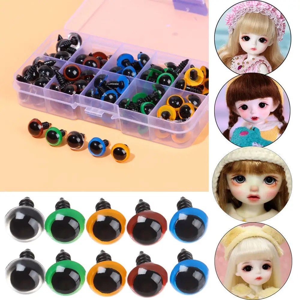 100PCS 8-12mm Mix Color Plastic Animal Safety Eyes For Toys Crochet Doll Bear Stuffed For Dolls Eyes Craft Accessories Box