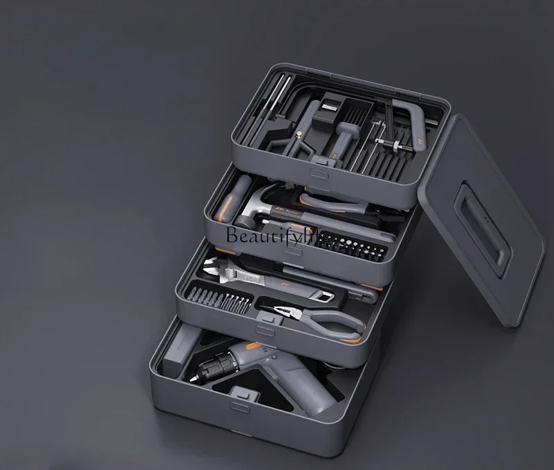 

ls 48Tools Set Box Multi-Functional Hardware Electrician Household All-around Storage Cutting