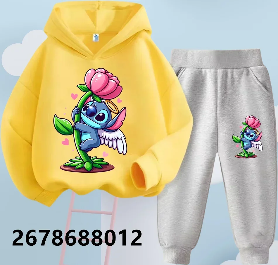 Spring Autumn Girls Stitch Hoodie Set Kids Christmas Clothes Casual Boys Suit Children Suit Hoodies and Pants 2Pcs