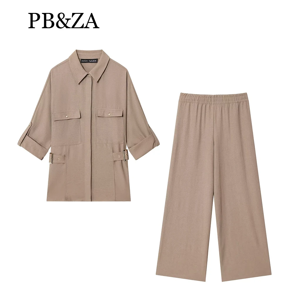 

Женская охотничья одежда с длинными рукавами и пряжкой по бокам, модная рубашка с высокой талией, висячие широкие брюки, новые осенние брюки