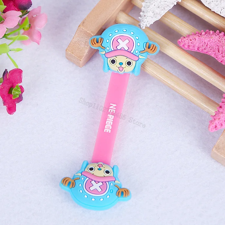 2pcs One Piece Cartoon Silicone Earphone Winder Anime Figure Tony Chopper Hub Data Cable Organizer Girl Mini Binding Tape Gift