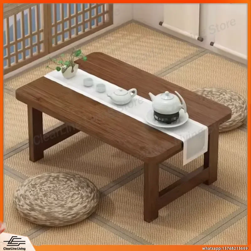 Japanese Style Tatami Coffee Table Foldable Wooden Low Table for Living Room Bedroom Bay Window Balcony Small Space