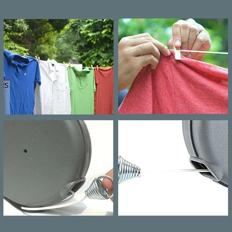 12/15m Adjustable Clothesline Freely Retractable Telescopic Punch-free Invisible Drying Rack Laundry