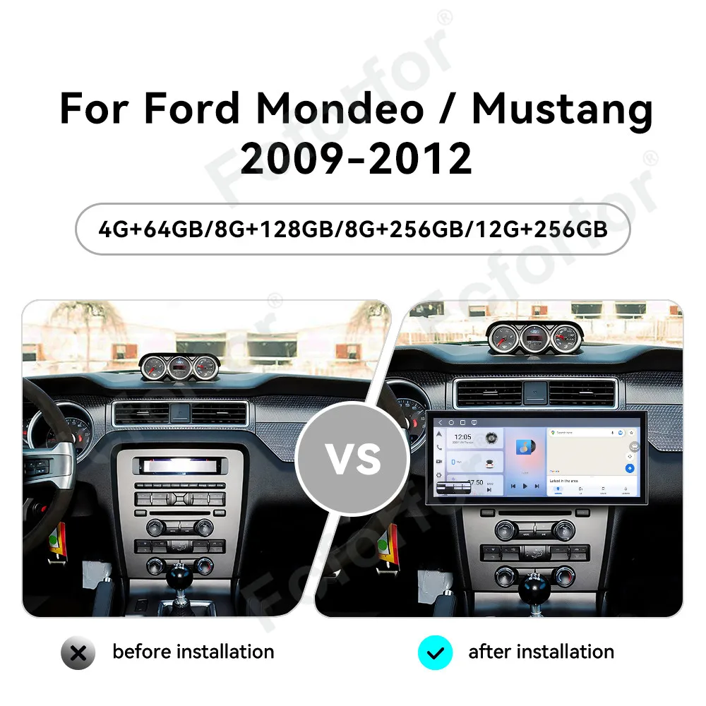 Vertical Screen 15.8 Inch Car Multimedia For Ford Mondeo/Mustang 2009–2021 Stereo GPS Navi Wireless Carplay Android Auto 4G LTE