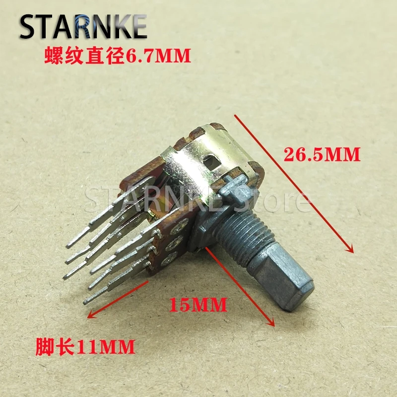 2PCS 148 Type Dual 6Pins Potentiometer A50K Amplifier/Sound Volume Adjustment Long Leg Potentiometer Handle Length 15MM