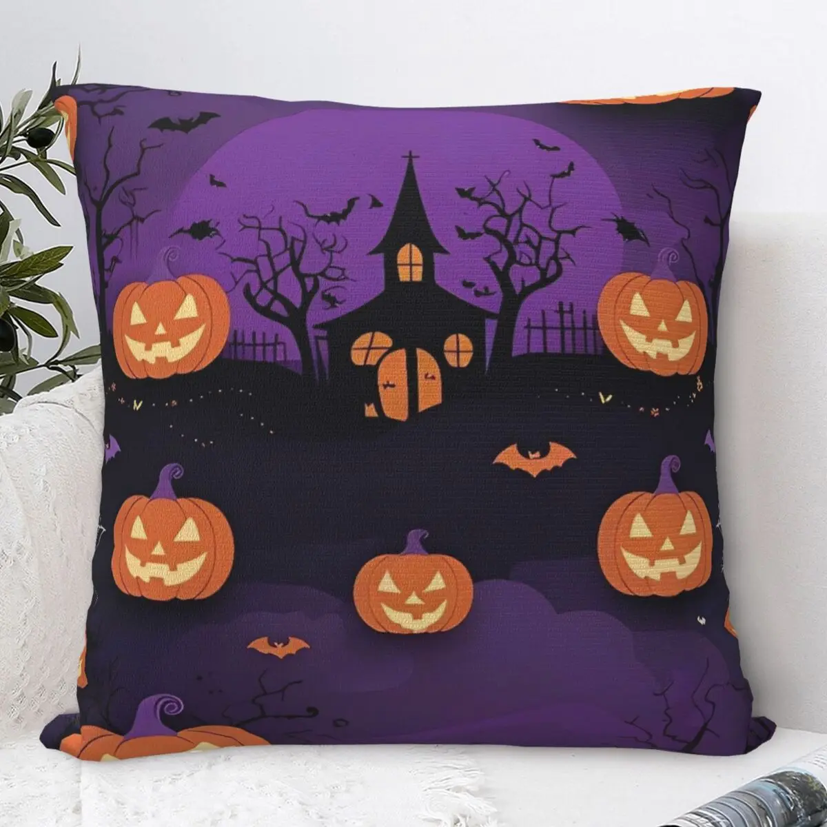 Halloween Themed Pillow Cover Soft Pillow Case Cushion Cover Vintage Custom Pillowcases For Sofa Bedroom Home Decor