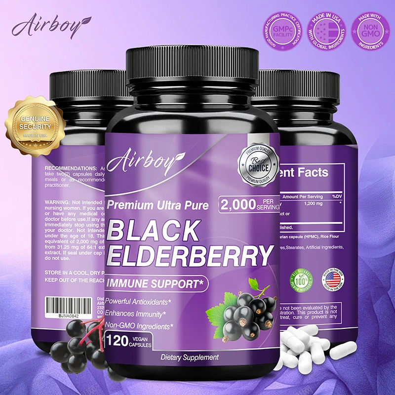 

Black Elderberry - Supports A Healthy Immune System, Antioxidant Levels and Improved Nutrient Absorption Supplement