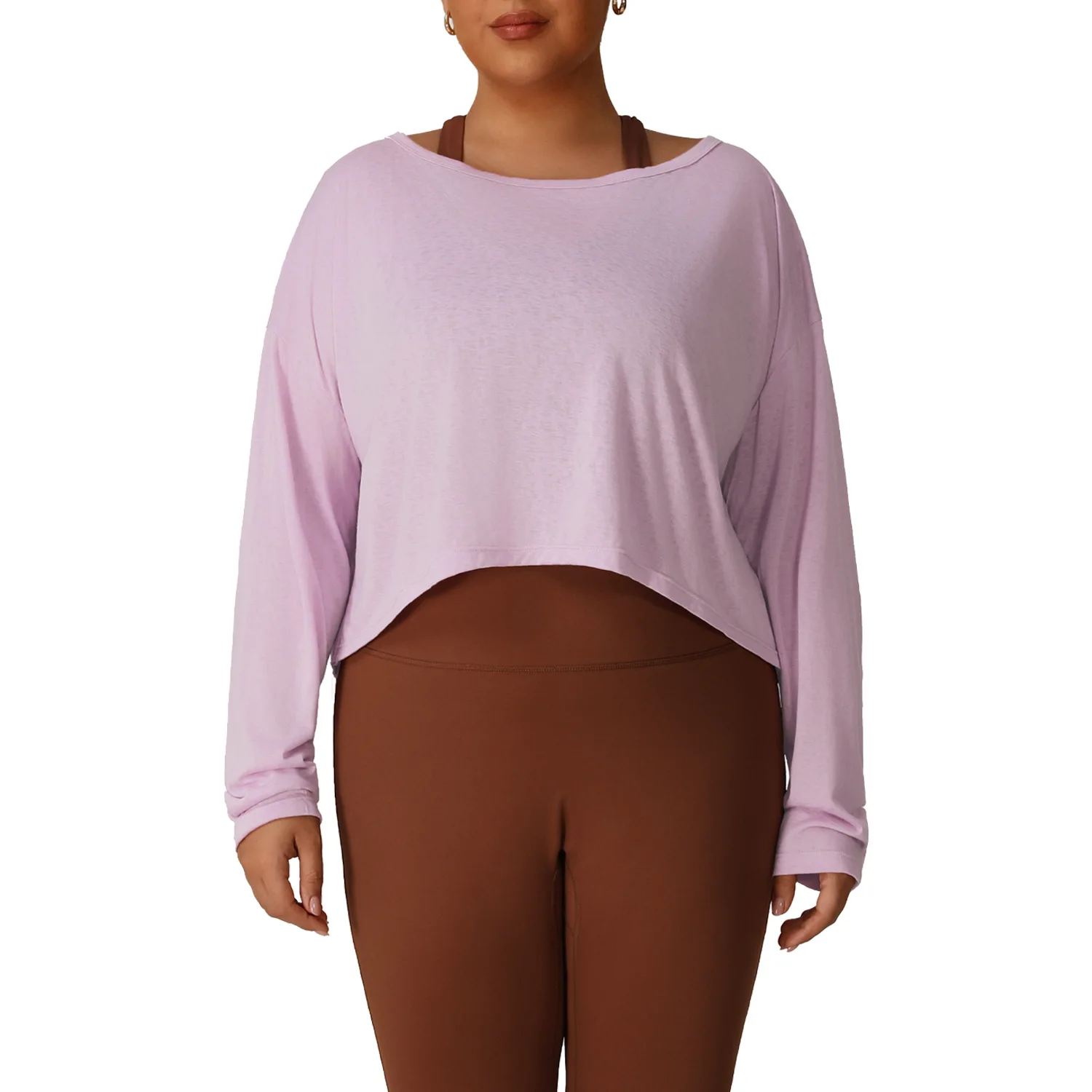 

Plus Size Women Yoga Top Stretchy Breathable Workout Shirts with Thumb Holes Long Sleeve Athletic Shirts for Gym Running Pilates