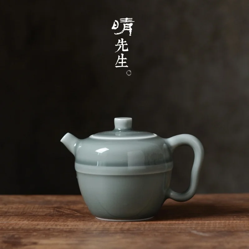 Secret Gray Carved Handmade Single Teapot Kung Fu Teapot White Porcelain Tea Set Jingdezhen Ceramic Ball Hole Teapot Giant Wheel