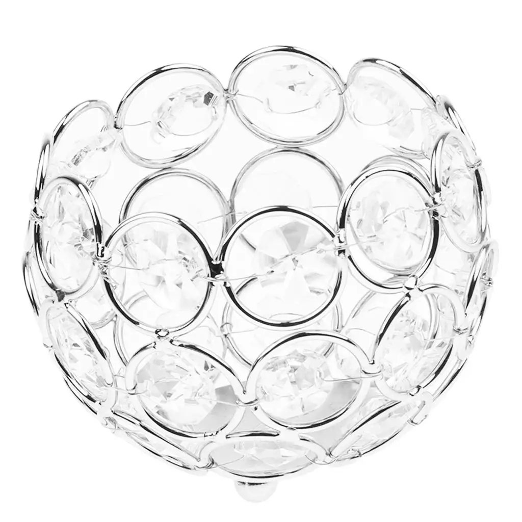 Crystal Bling Votive Candle Holder Alloy Tealight Lantern Decorative Centerpiece for Wedding Table