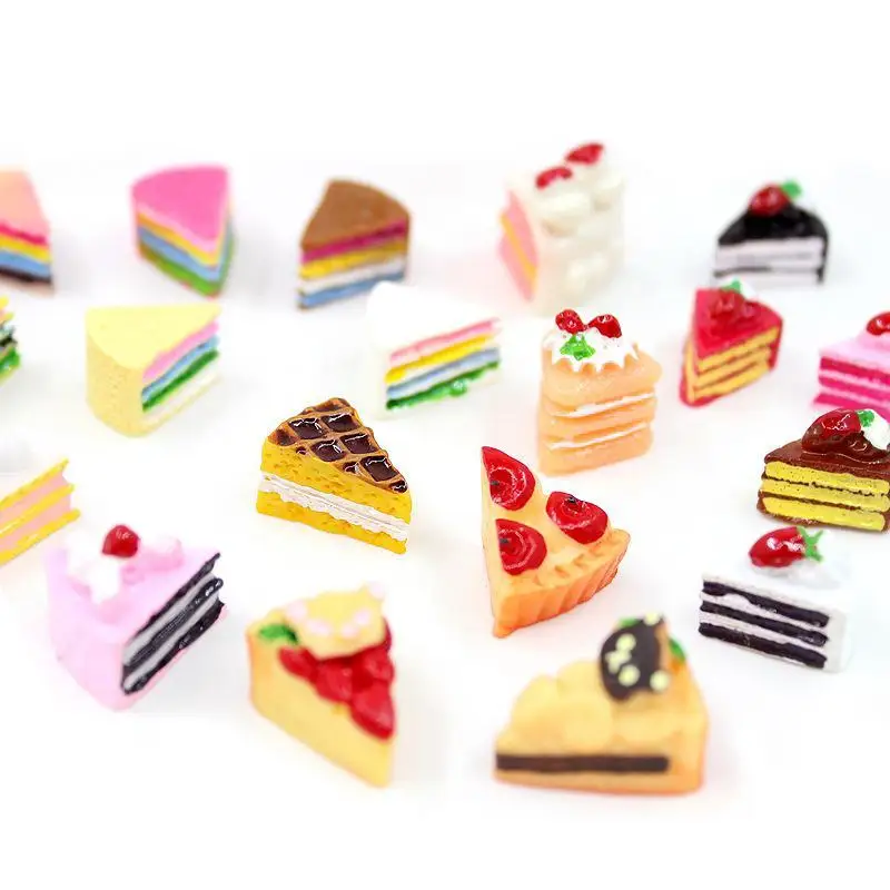 10Pcs Resin Mini Cake Kawaii Fake Food Miniature Embellishments For Craft Cell Phone Cover Decor Accessories