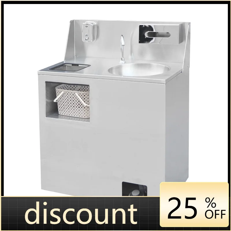 

LMM stainless steel mobile sink, movable purification workshop with wheels, pedal outlet pool