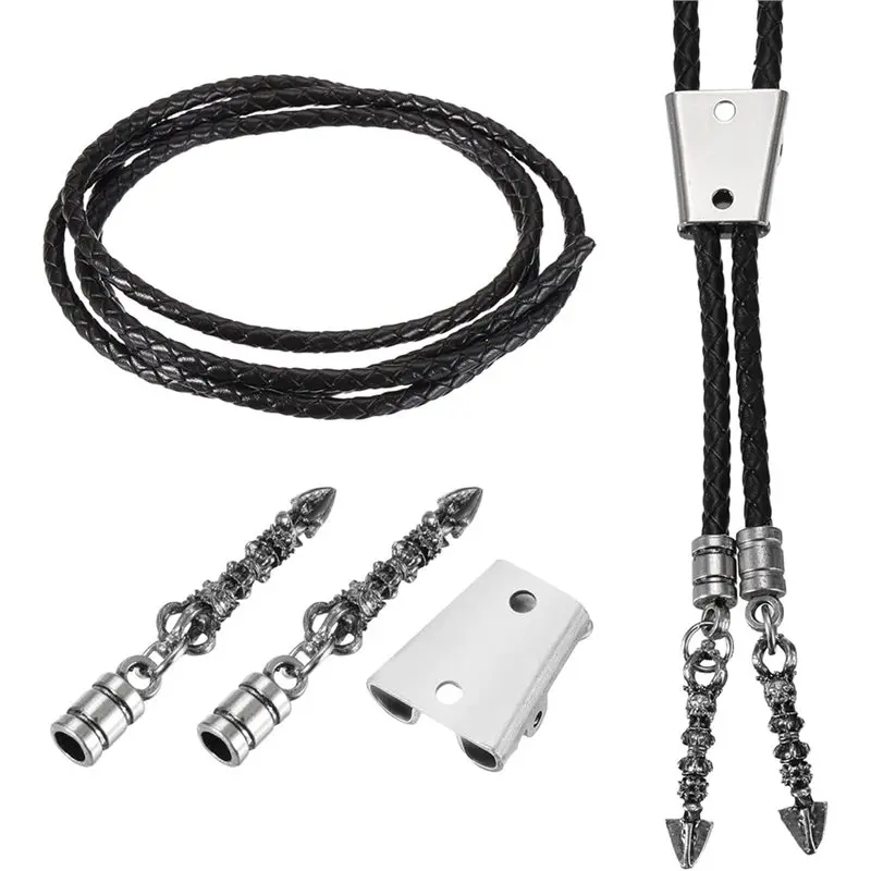 

For DIY Western Necklaces Bolo Tie Accessories, Vintage Cap,Silver Tone Finding Set For Jewelry Making Kits