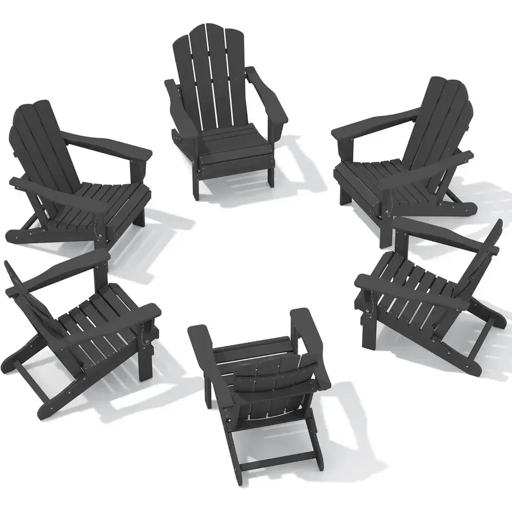 All-Weather HDPE Adirondack Chair Set of 6, Grey Recliners