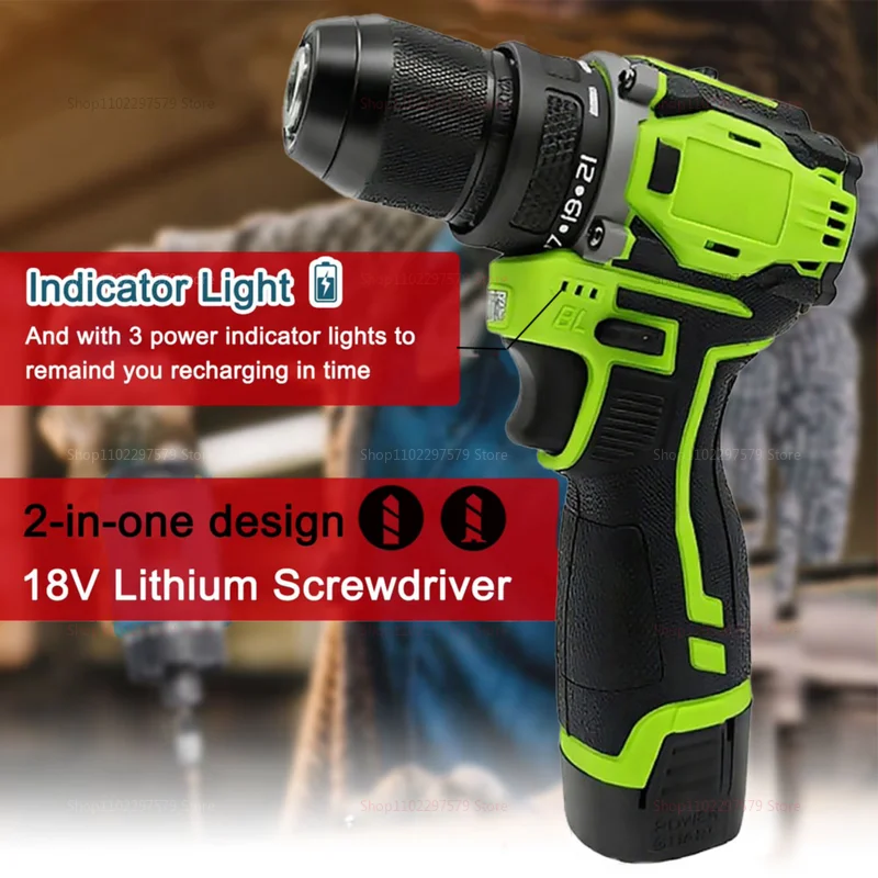 18v 2 em 1 broca de lítio e chave de fenda elétrica ferramenta elétrica sem escova 45nm torque compacto multifuncional sem fio renovação doméstica