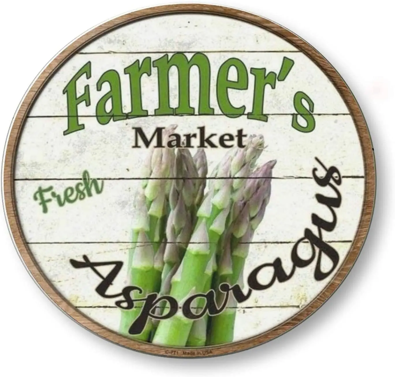 Round Metal Tin Sign Rustic Wall Decor Farmers Market Fresh Asparagus Round Metal Sign Plaque for Home Garden Kitchen Bar Cafe R