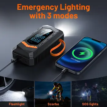 BUVAYE 有線/無線車載充氣泵/輪胎充氣泵/空氣壓縮機/充氣泵/便攜式輪胎充氣泵,3米電源線 6 最佳銷售 便攜式輪胎充氣機 - №5