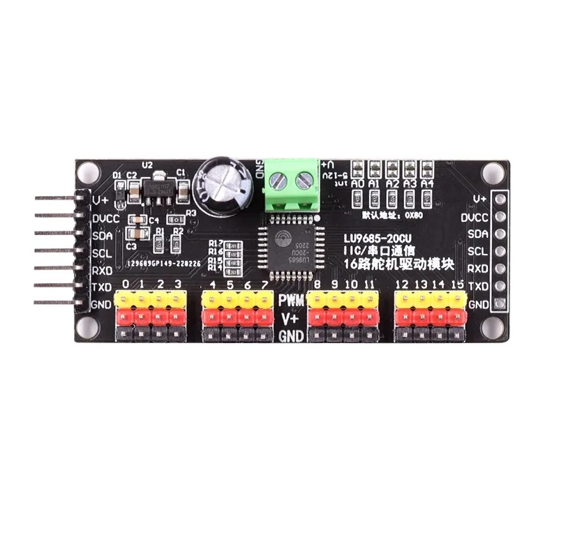 16 Channel 12-bit PWM Servo Motor Driver DC 5-10V LU9685 Driver Board I2C Interface Serial Shield Board Module for Arduino NEW