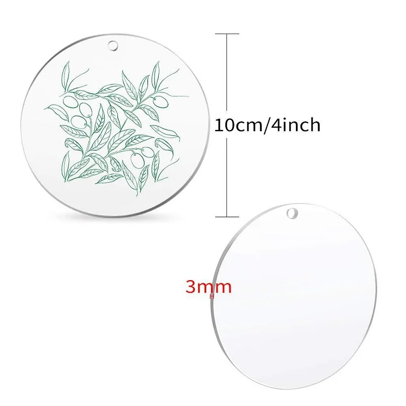 Naxilai Hot Sale 5/6.5/7.5/10/15CM Acrylic Disc With Hole Clear Acrylic Circle Blanks Acrylic Round Disc Christmas Ornament