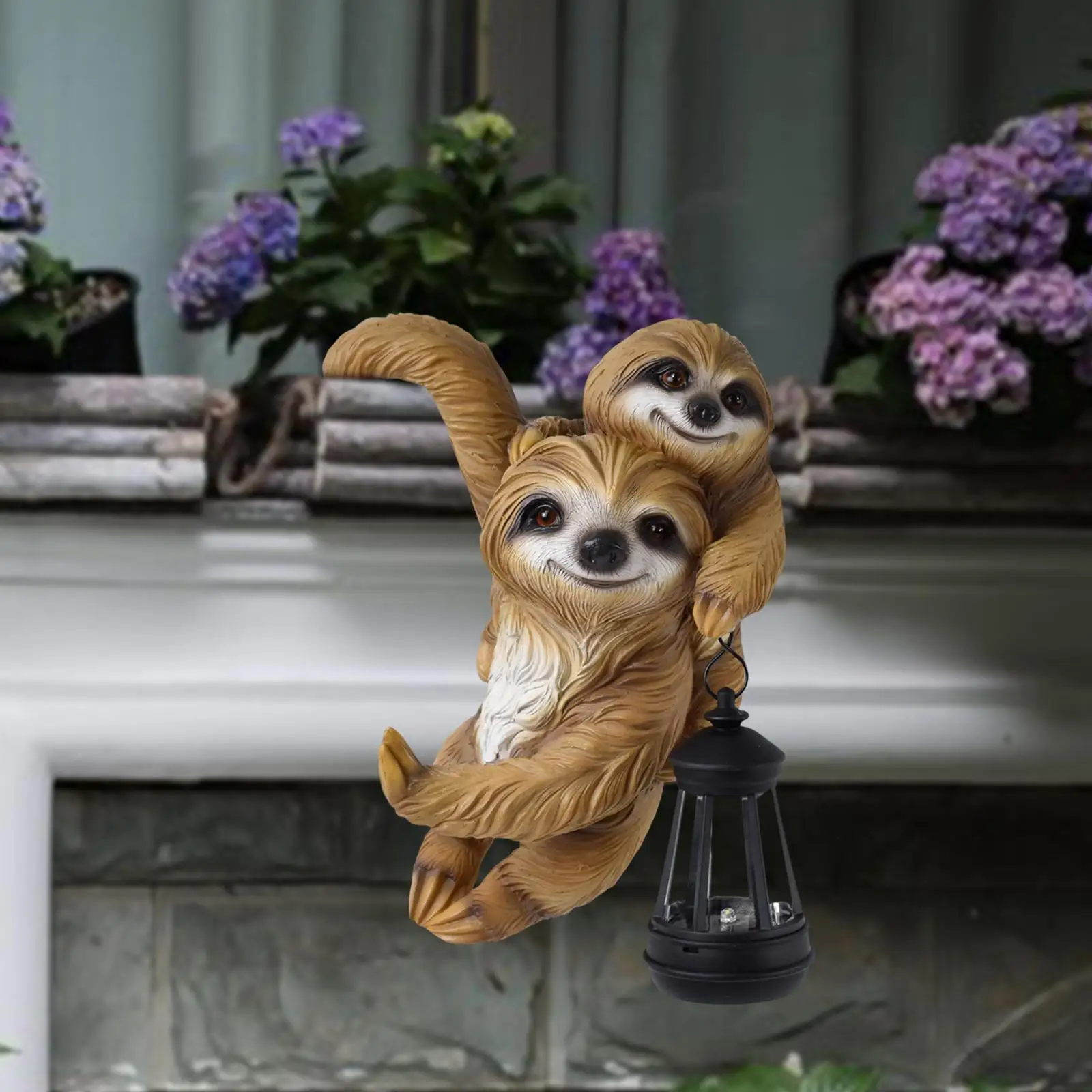 Garden Sloth Statue Solar Light Gift Resin Sloth Decor for Yard Garden Patio