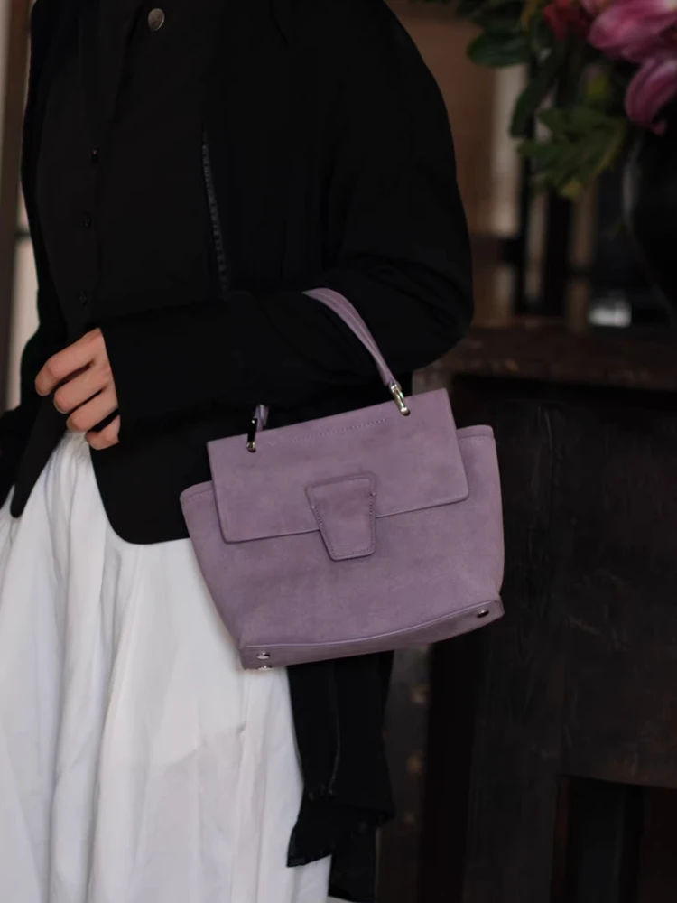 Purple Fashion Genuine Leather Women Tote Bag\Handbag Simple Real Leather Lady Shoulder Crossbody Bag New