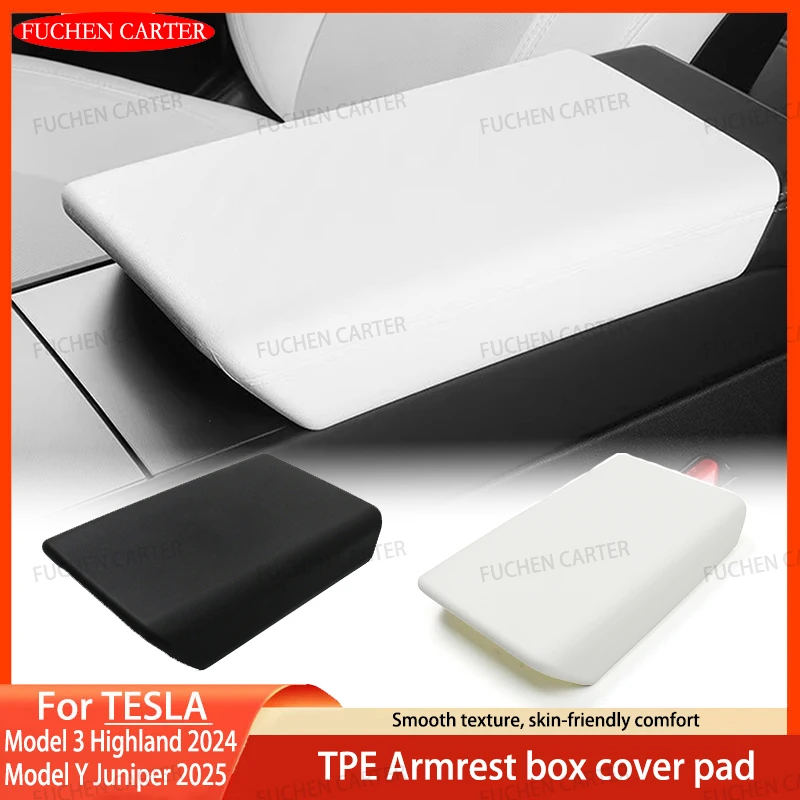 For Tesla Model Y Launch Juniper 2025 Model 3 Highland 2024 TPE Soft Case Center Console Arm Rest Lid Armrest Cover Accessories