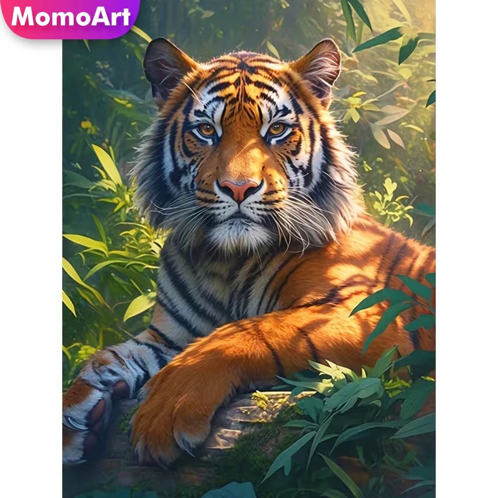 Momoart Diamant-Mosaik Tiger Tier DIY Vollquadrat Rund Diamantmalerei Kreuzstich-Set Stickerei Neuerscheinung Handarbeit