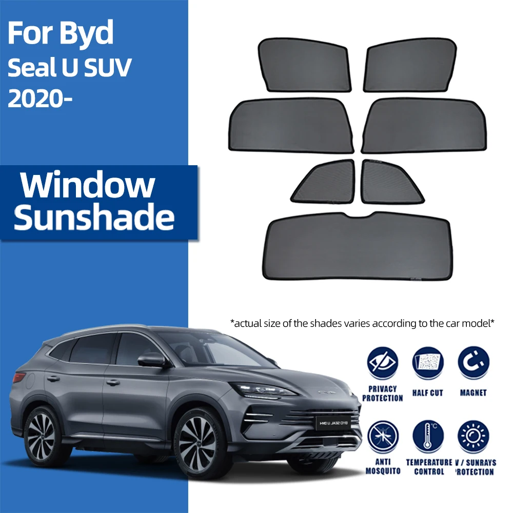 For BYD Seal U SUV Sealion 6 2020 2021 2022 2023 2024 Car Magnetic Sunshade Front Windshield Curtain Rear Side Window Sun Visor