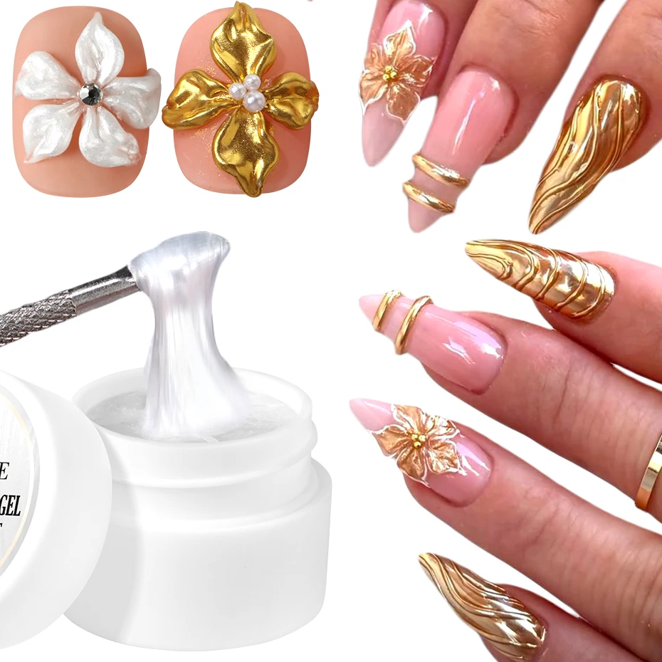 5 ml Chrom Weiß 3D Solid Gel Nagellack Antihaft-Handverlängerungsgel UV Builder Nagelverlängerungen Gel Blumenform Nagelgel – Detail 4