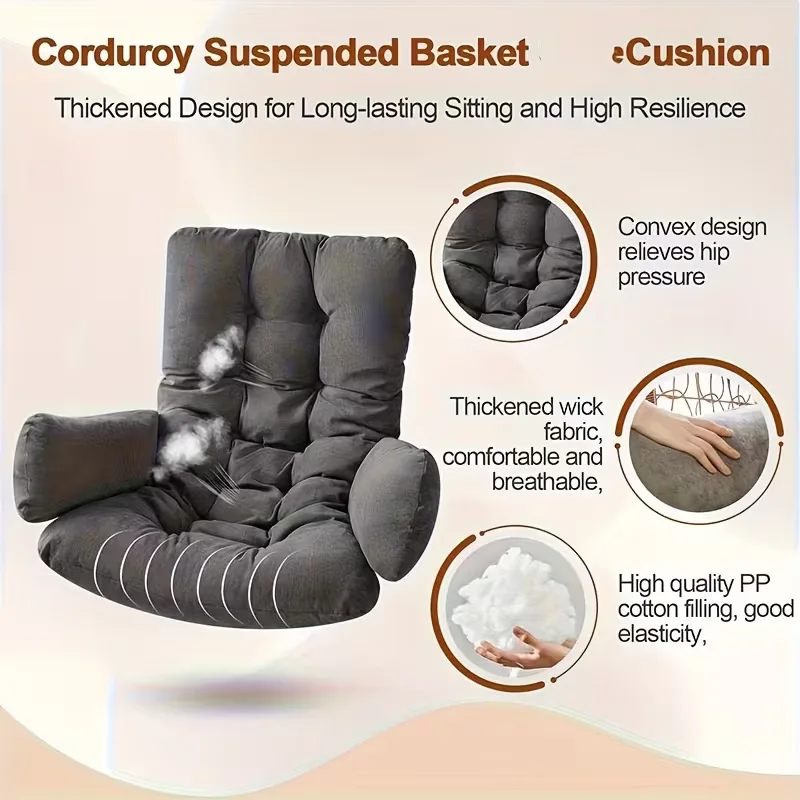 Egg-Shaped Rocking Chair Cushion Hanging Basket Chair Seat Cushion for Indoor Balconies Living Rooms Garden Furniture Decoration