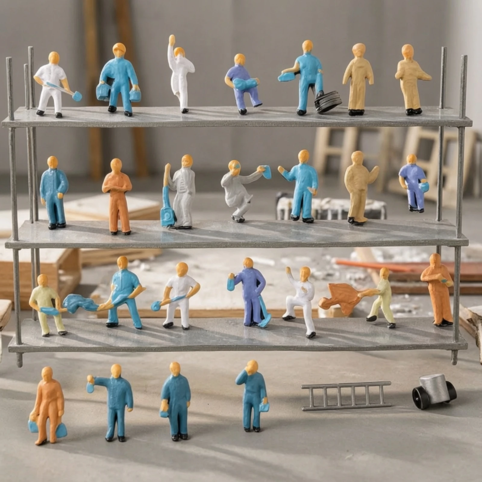 25 Pieces Static Railway Worker Miniature Compact 1:87 Scale Railway Worker Miniature Lightweight Tiny for Diorama Builders