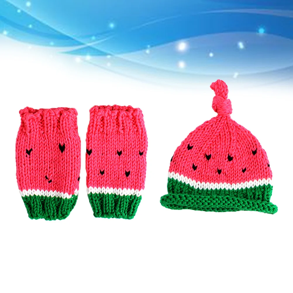 3 قطع الطفل التصوير الدعائم الوليد صور وتتسابق محبوك البطيخ زي قبعة السراويل للرضع للجنسين الملابس هدية