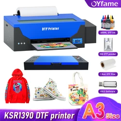 OYfame A3 DTF Transfer Printer A3 R1390 DTF Printer T Shirt Printing Machine A3 with Curing DTF Oven for Clothes Hoodies Jeans