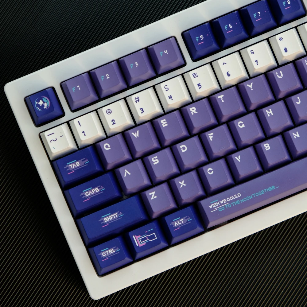 Imagem -03 - Gmk Cyberpunk Keycaps Perfil Cereja Pbt Sublimação de Corante Azul Roxo Teclado Mecânico Interruptor mx Gk61 129 Chaves