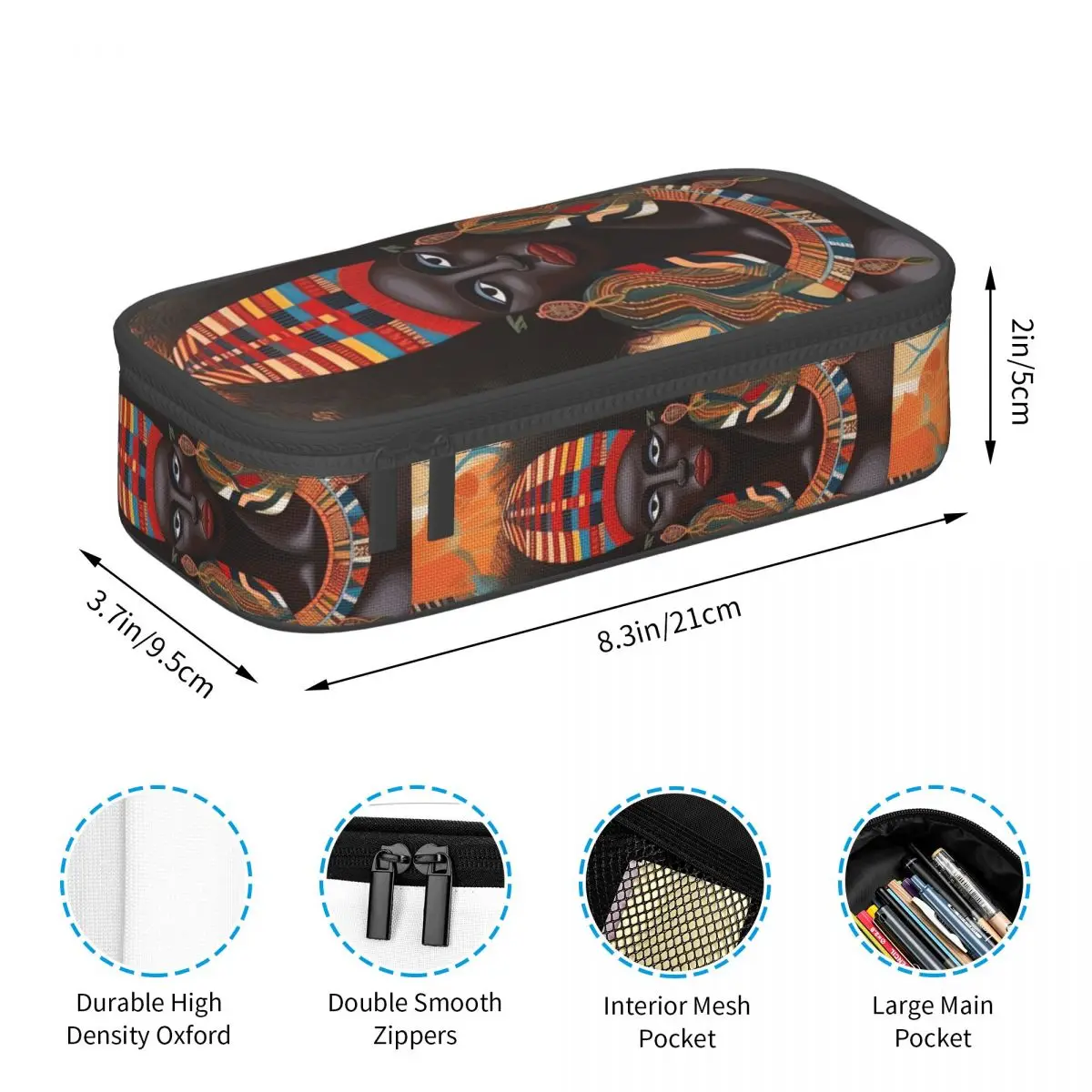 مخصص نمط العرقية الأفريقية نمط مقلمة لطيفة الفتيات الفتيان سعة كبيرة نمط حقيبة أقلام رصاص الملحقات المدرسية