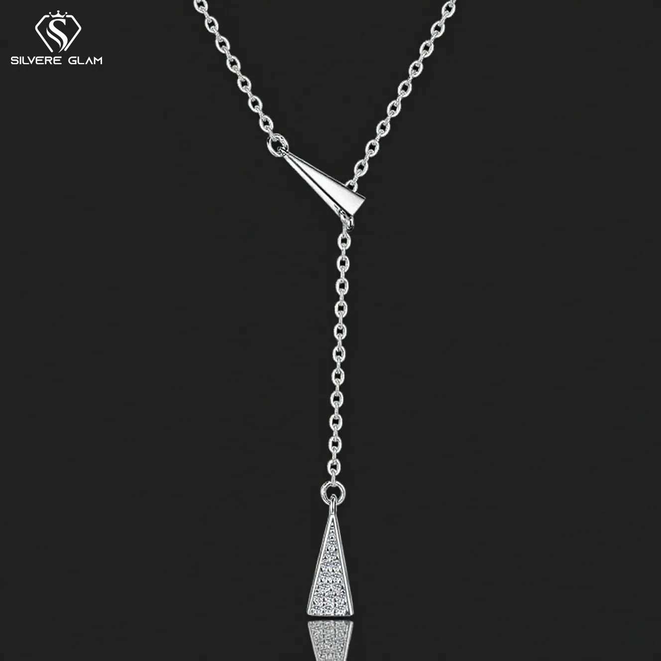 

TY S925 Silver Necklace for Women Korean Style Geometric Triangle Fashion Niche Design Sense Collarbone Chain Moissanite Jewelry