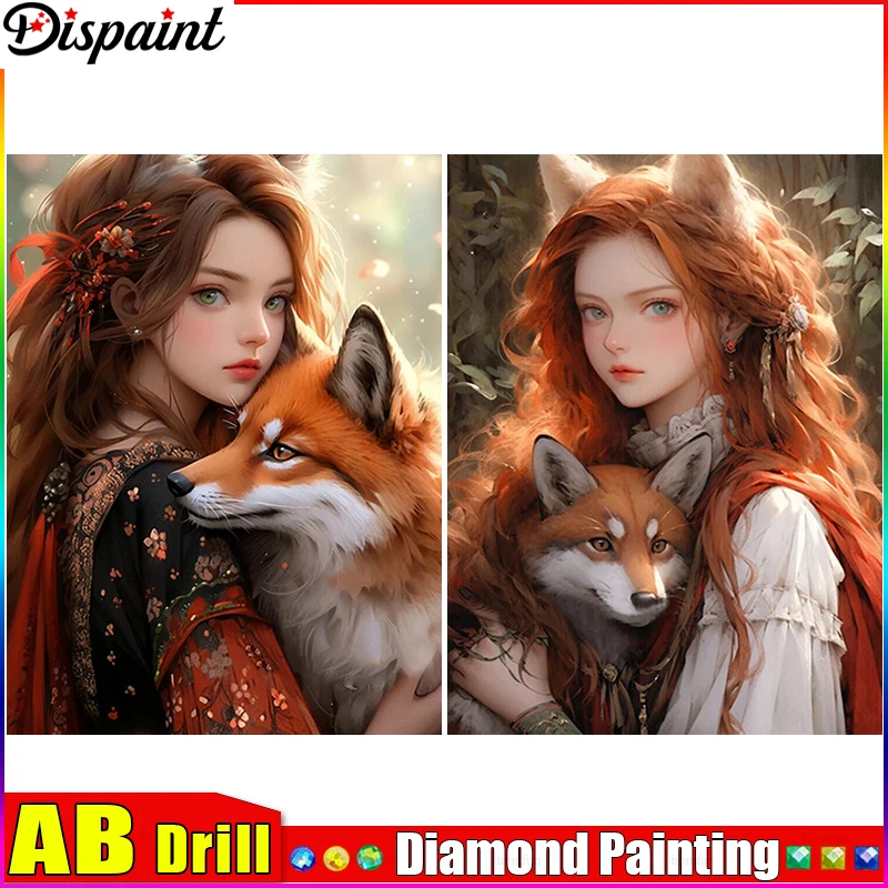 

Dispaint AB полный бриллиант "Женщина лиса" DIY 5D алмазная живопись вышивка крестиком домашний декор картина со стразами ручной работы