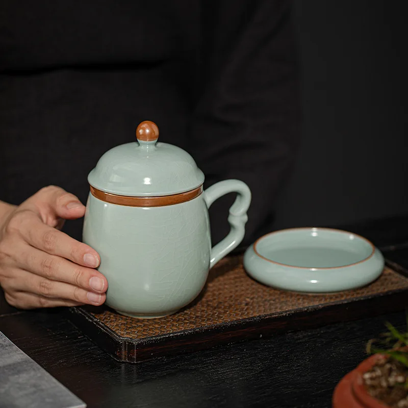 Ru Ware Tea Cup Office Filter and Water Separation Gift Box with Ru-Porcelain Mug