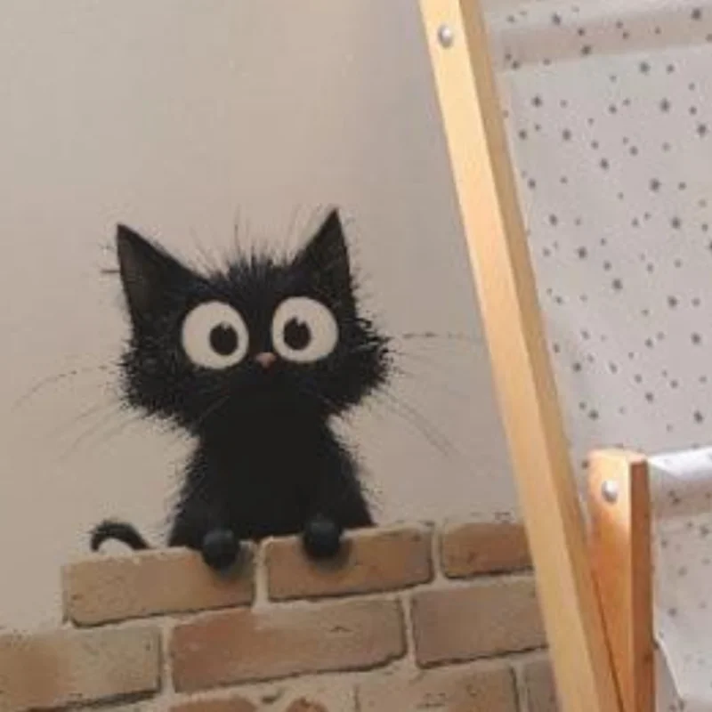 Cartoon Cat Mouse Wall Sticker Kids Room Background Decor Door Home Decoration Self-adhesive Decals Mirror Stickers