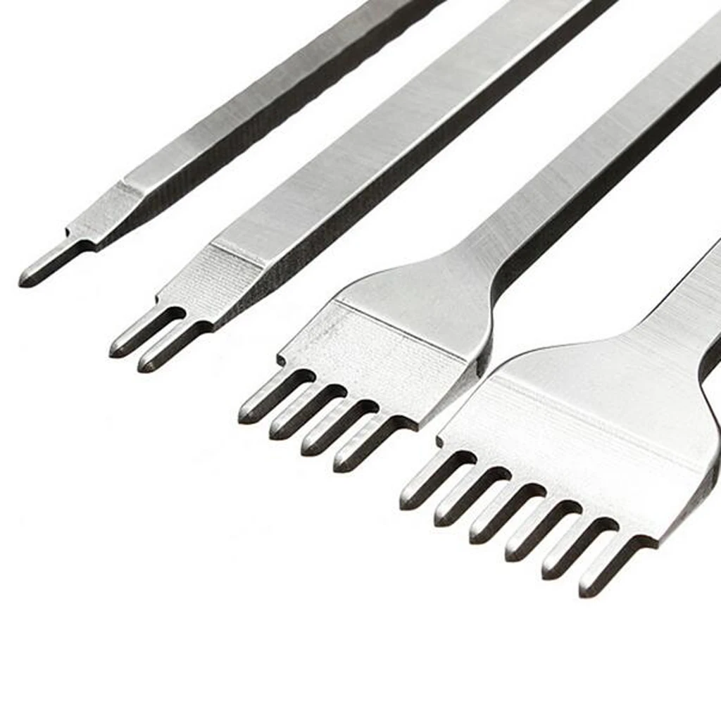 6mm Leather Craft Tools Diamond Hole Punch Stitching 6 Prong Punch Silver