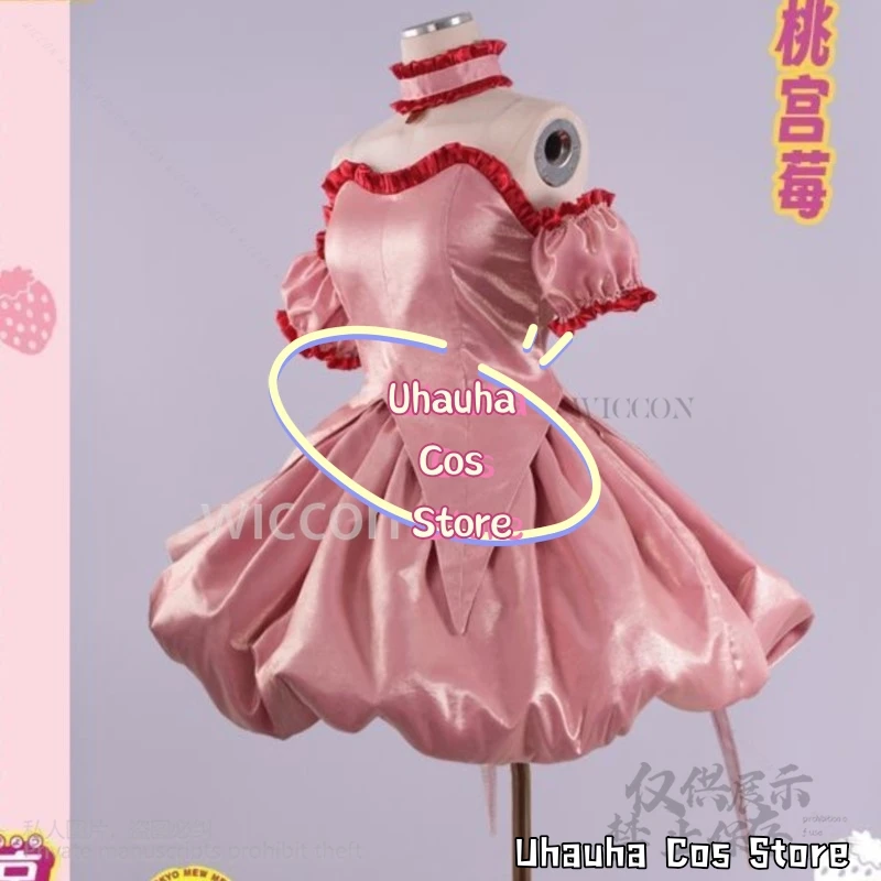 Anime Tokyo Mew Mew Cosplay Momomiya Ichigo Costume Pink Dress Lolita Strawberry Cat Ear Tail Props Wigs For Girls Customized