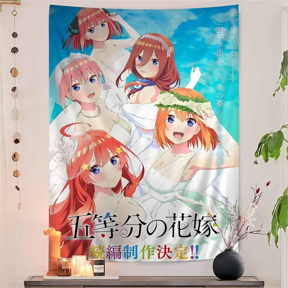 Cute Q-Quintessential Q-Quintuplets Anime Tapestry Hippie Flower Wall Carpets Dorm Decor Wall Hanging Home Decor