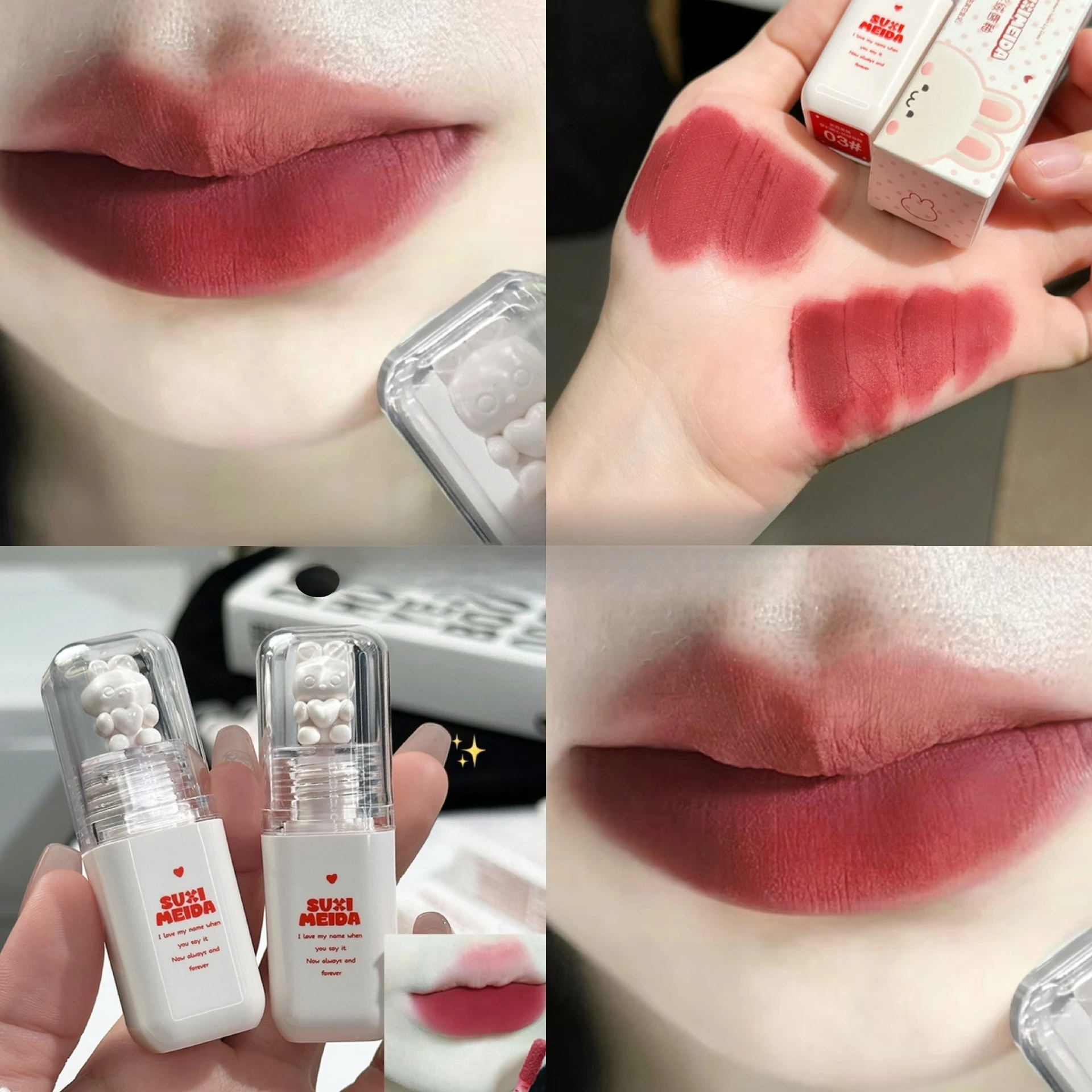 

Sweetheart Velvet Lip Glaze Matte Bear Pseudo-plain Nude not easy to fade improve complexion easy to color lip mud Makeup